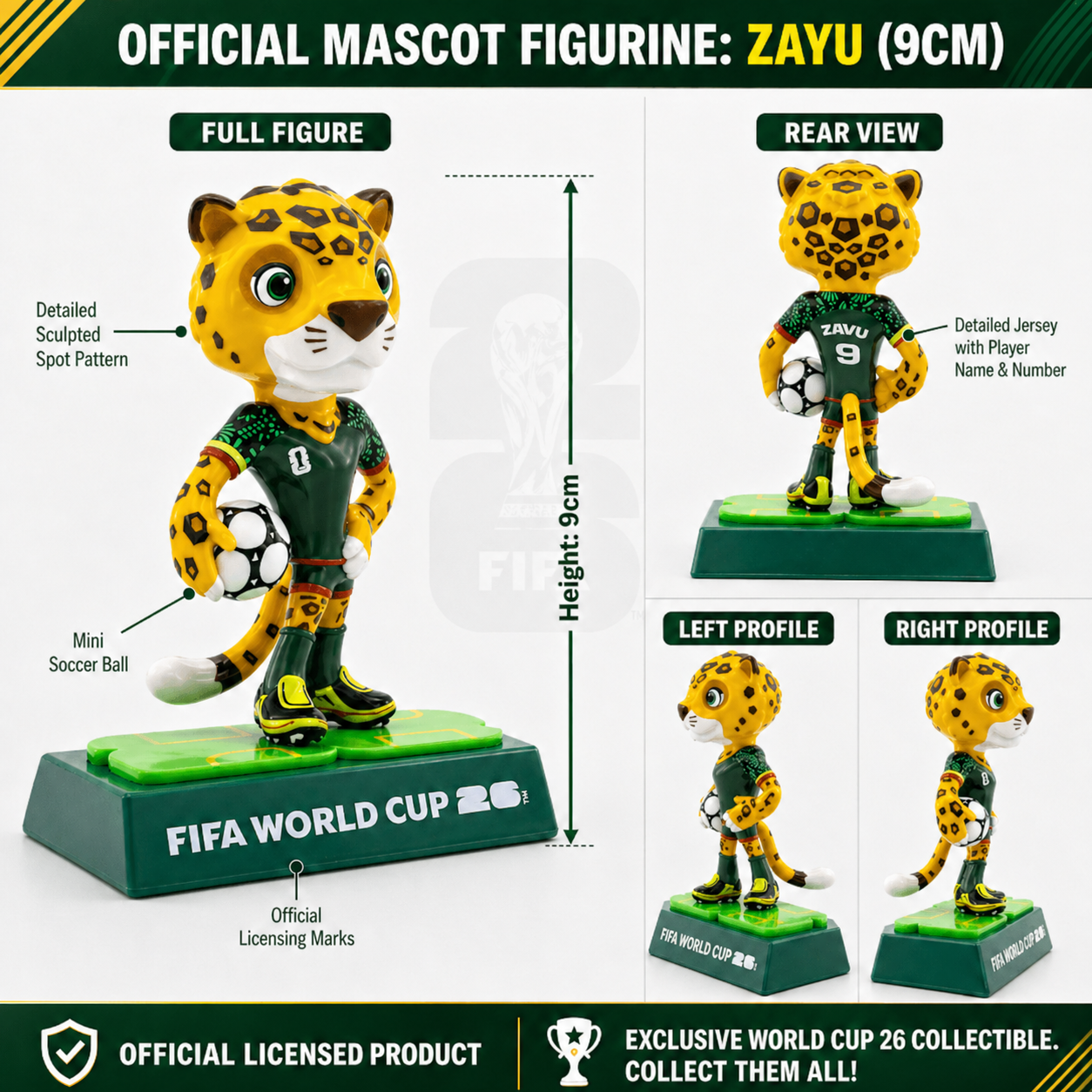 FIFA World Cup 2026™ Official Mascot Figurine Set XL – Clutch, Zayu & Maple | Licensed Collectible (9cm)