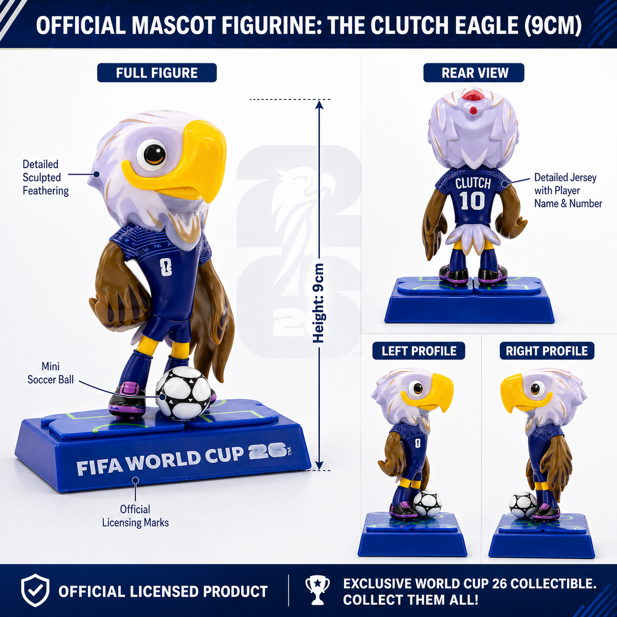 FIFA World Cup 2026™ Official Mascot Figurine Set XL – Clutch, Zayu & Maple | Licensed Collectible (9cm)