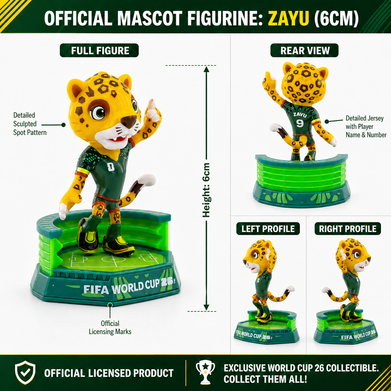 FIFA World Cup 2026™ Official Mascot Figurine Set – Clutch, Zayu & Maple | All 3 Host Nations | Licensed Collector Display Set with Cases